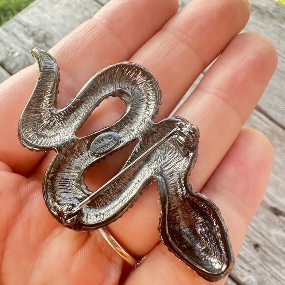 Vintage Kenneth Lane Snake Serpant Brooch WHITE & PINK  SIGNED - Picture 6 of 6